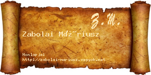 Zabolai Máriusz névjegykártya